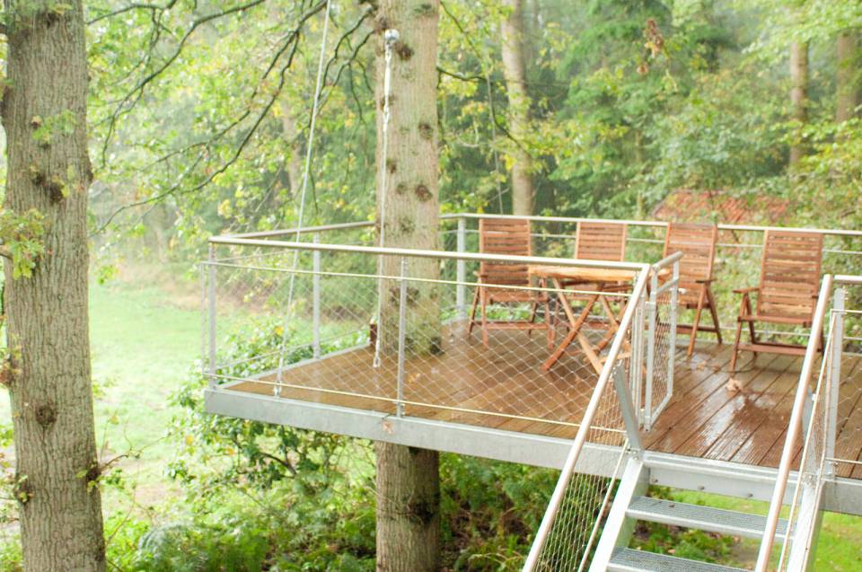The Baumgeflüster treehouse resort in Germany. Each treehouse has one bedroom in 383 sq ft. | www.facebook.com/SmallHouseBliss