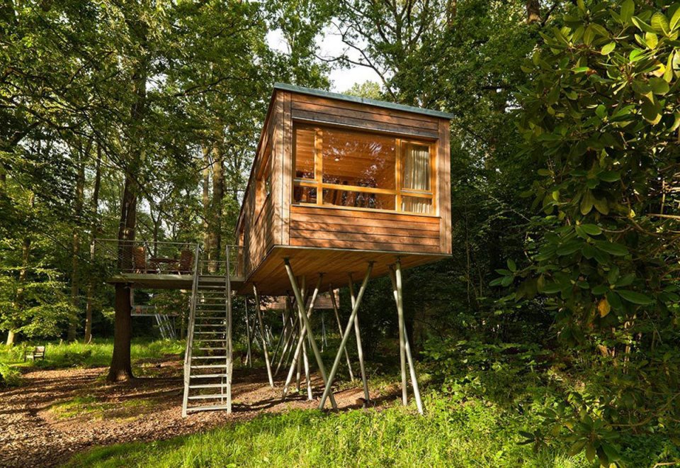The Baumgeflüster treehouse resort in Germany. Each treehouse has one bedroom in 383 sq ft. | www.facebook.com/SmallHouseBliss