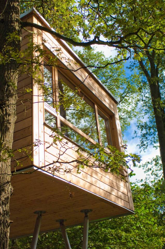 The Baumgeflüster treehouse resort in Germany. Each treehouse has one bedroom in 383 sq ft. | www.facebook.com/SmallHouseBliss