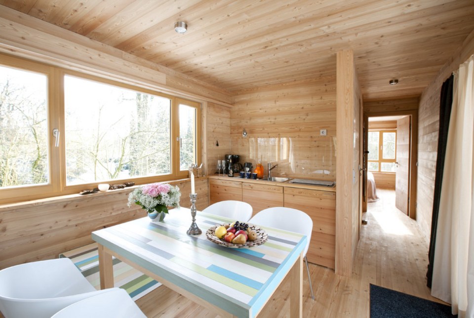 The Baumgeflüster treehouse resort in Germany. Each treehouse has one bedroom in 383 sq ft. | www.facebook.com/SmallHouseBliss