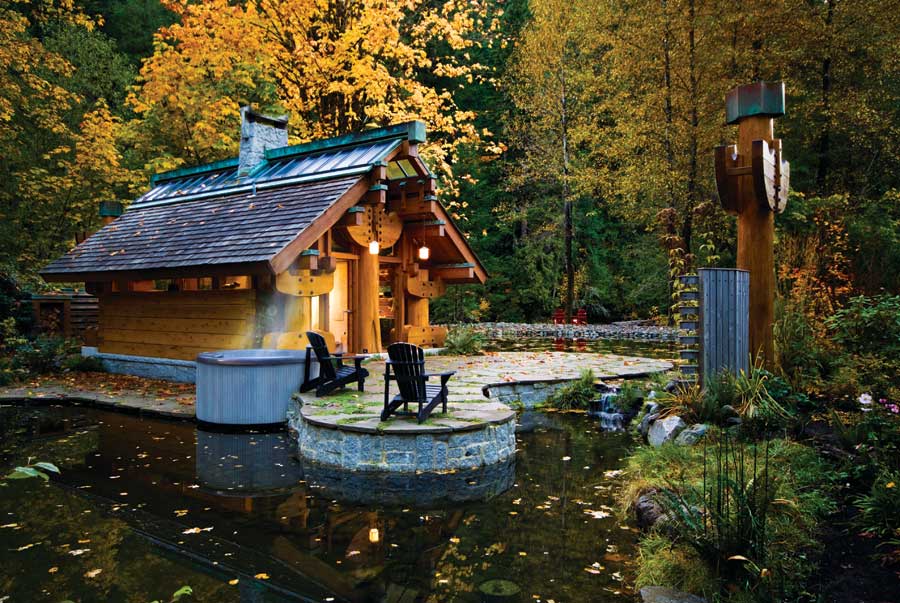 "The Totems" is a small log cabin with an almost mystical quality. It has 400 sq ft plus a sleeping loft. | www.facebook.com/SmallHouseBliss