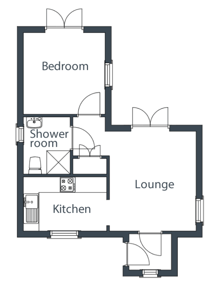 A small traditionally-styled Scottish house by modular builder The Wee House Company. This model has one bedroom in 431 sq ft. | www.facebook.com/SmallHouseBliss