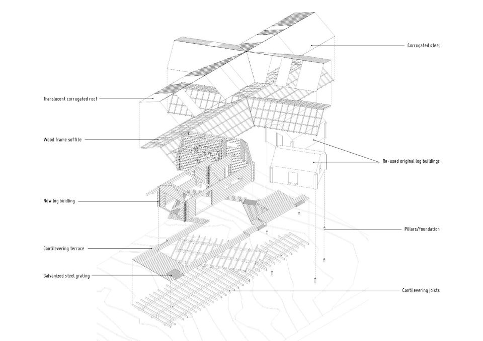 This log cabin in Norway joins a new structure to two existing one-room cabins, one over 100 years old. Together they have 3 bedrooms in 915 sq ft. | www.facebook.com/SmallHouseBliss