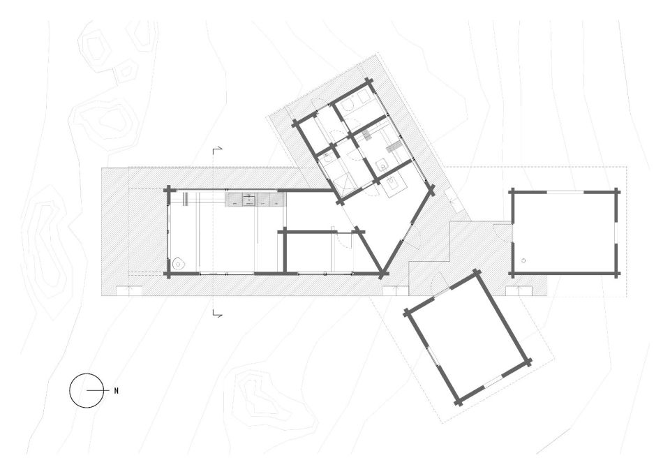 This log cabin in Norway joins a new structure to two existing one-room cabins, one over 100 years old. Together they have 3 bedrooms in 915 sq ft. | www.facebook.com/SmallHouseBliss