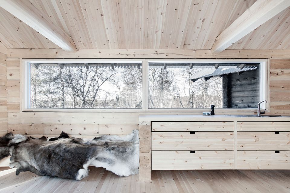 This log cabin in Norway joins a new structure to two existing one-room cabins, one over 100 years old. Together they have 3 bedrooms in 915 sq ft. | www.facebook.com/SmallHouseBliss