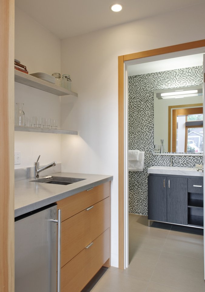 This copper, glass and cedar "garden pavilion" serves as music studio, guest house and home office. The 350 sq ft structure includes a full bathroom and kitchenette. | www.facebook.com/SmallHouseBliss