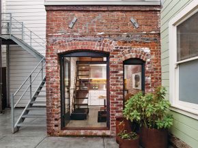 The Brick House, a self-contained guest suite built within a 94 sq ft former laundry boiler room. | www.facebook.com/SmallHouseBliss