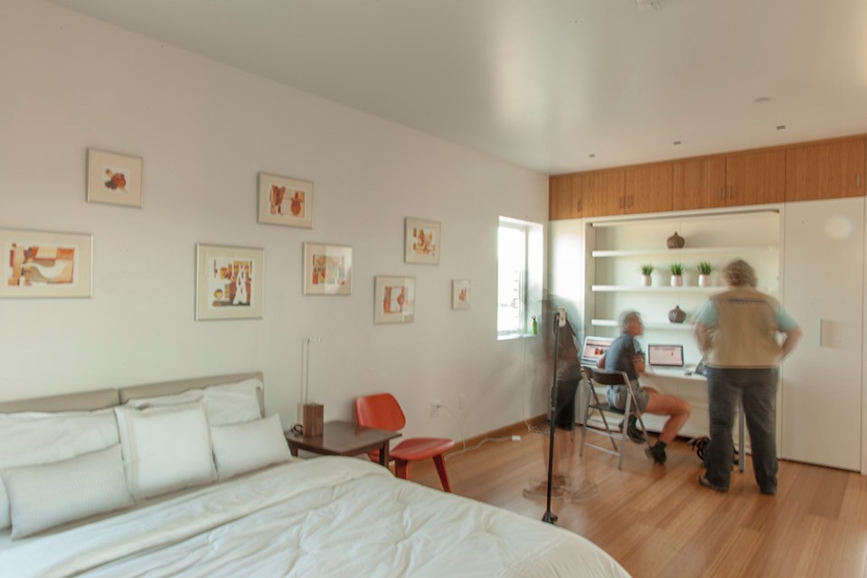 INhouse, an entry at Solar Decathlon 2015, has a covering of redwood strips to shade the walls and keep the home cooler. It has one bedroom plus a flex space in 986 sq ft. | www.facebook.com/SmallHouseBliss