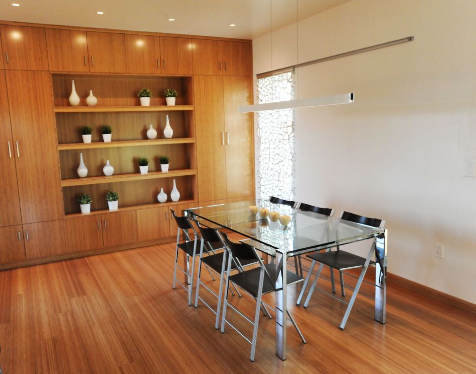 INhouse, an entry at Solar Decathlon 2015, has a covering of redwood strips to shade the walls and keep the home cooler. It has one bedroom plus a flex space in 986 sq ft. | www.facebook.com/SmallHouseBliss