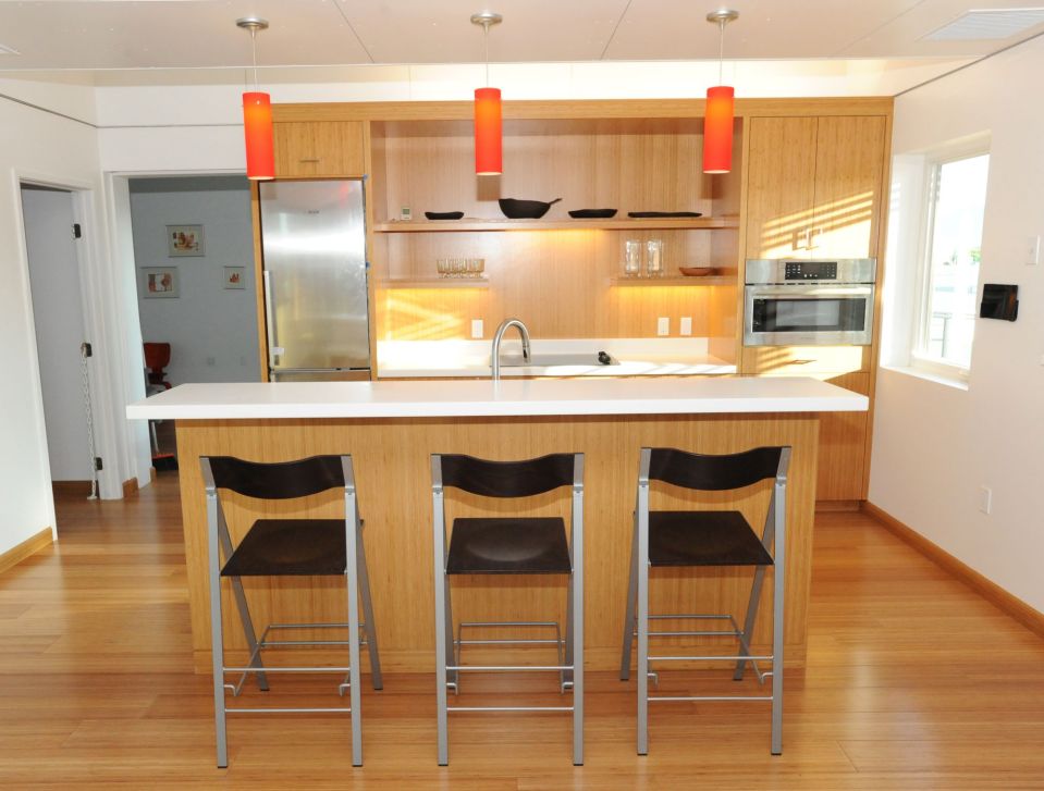 INhouse, an entry at Solar Decathlon 2015, has a covering of redwood strips to shade the walls and keep the home cooler. It has one bedroom plus a flex space in 986 sq ft. | www.facebook.com/SmallHouseBliss