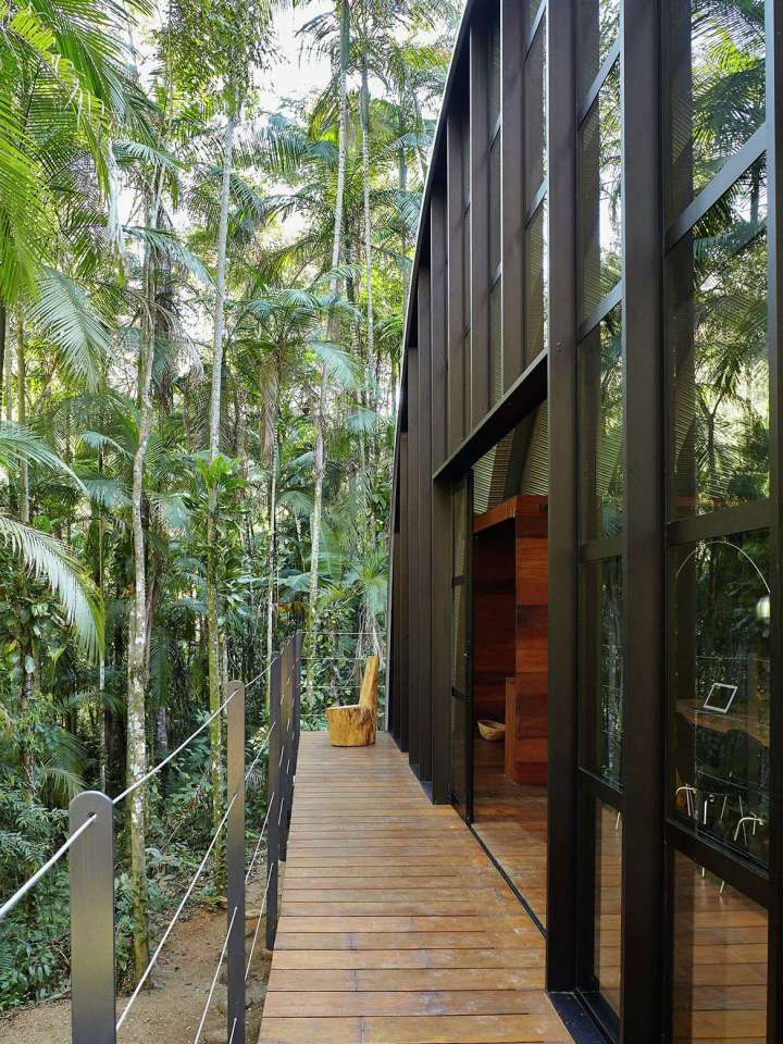 "Arca", an arched retreat in the Brazilian rainforest created from a prefab metal building. It has two bedrooms in 781 sq ft. | www.facebook.com/SmallHouseBliss