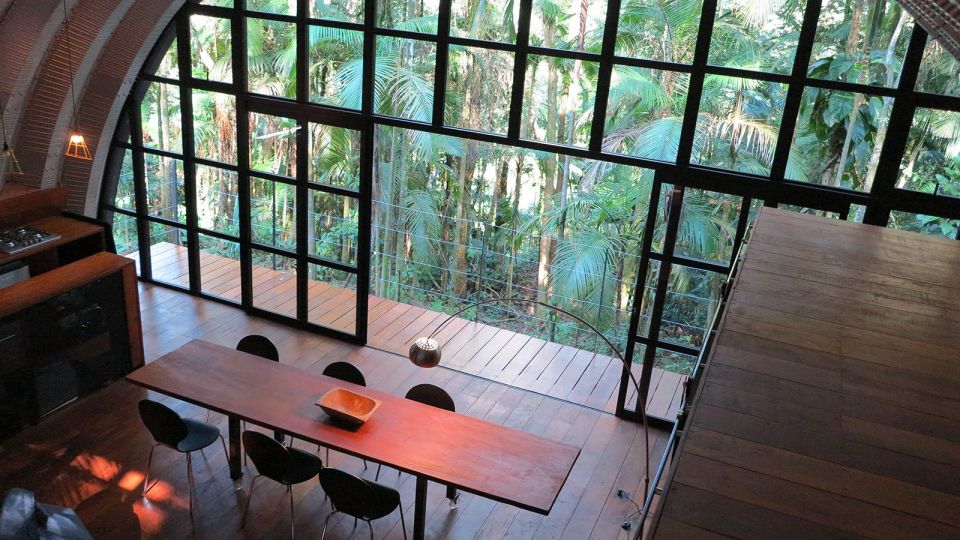 "Arca", an arched retreat in the Brazilian rainforest created from a prefab metal building. It has two bedrooms in 781 sq ft. | www.facebook.com/SmallHouseBliss