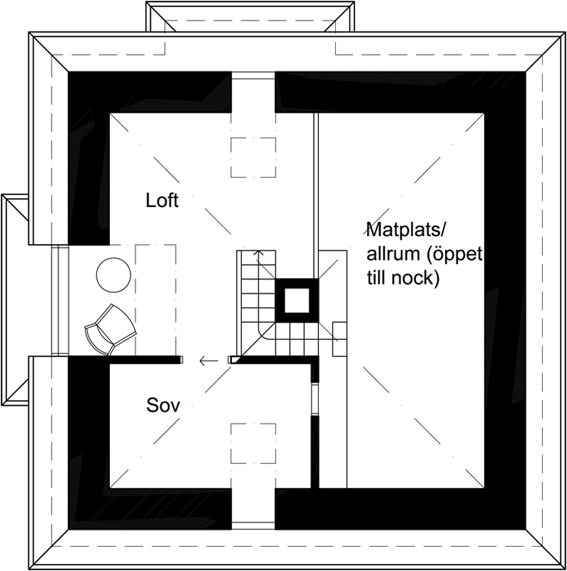 A vacation cabin in Sweden built in the regions's vernacular style with dovetailed log walls and a living green roof. It has two bedrooms and a loft in roughly 750 sq ft. | www.facebook.com/SmallHouseBliss