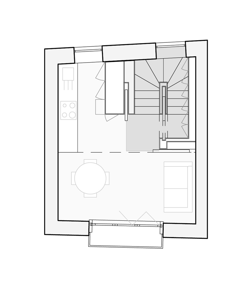 A brick coach house in London dating back to the 1800s was renovated with a new interior that makes extensive use of birch plywood. | www.facebook.com/SmallHouseBliss
