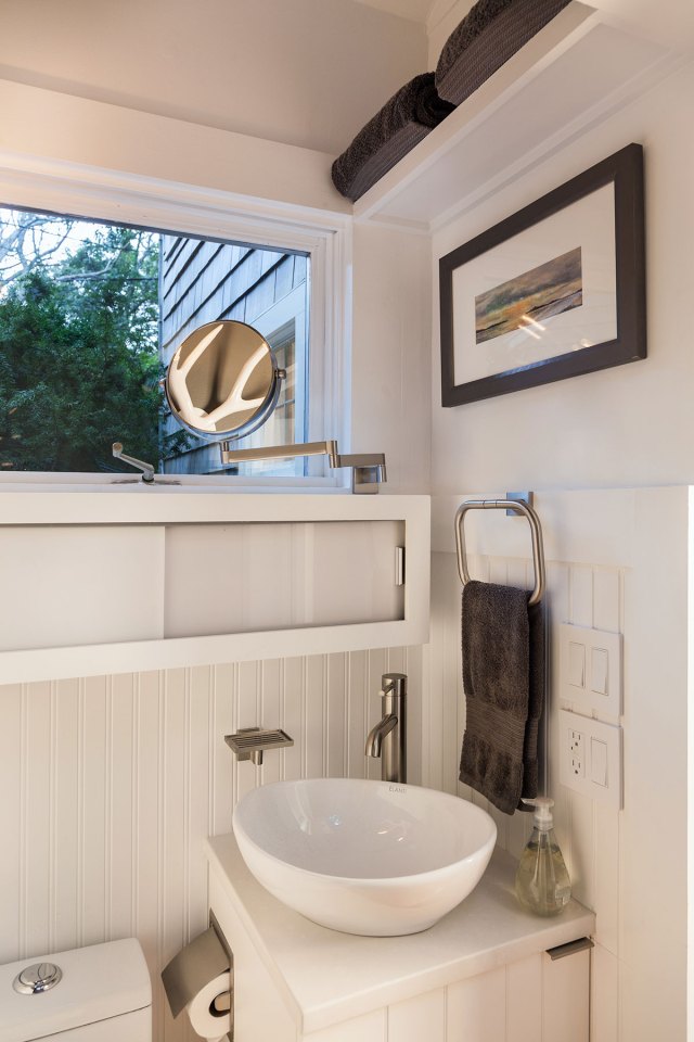 This tiny 1940s summer cottage on Cape Cod was renovated into a year-round retreat with one bedroom in 350 sq ft. | www.facebook.com/SmallHouseBliss