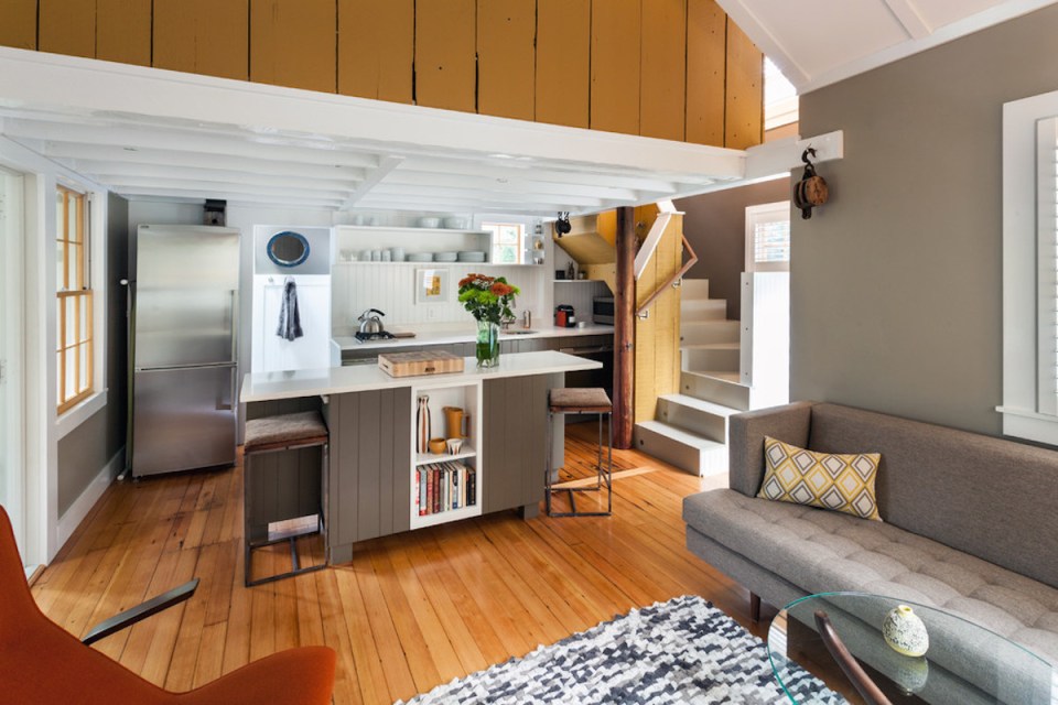 This tiny 1940s summer cottage on Cape Cod was renovated into a year-round retreat with one bedroom in 350 sq ft. | www.facebook.com/SmallHouseBliss