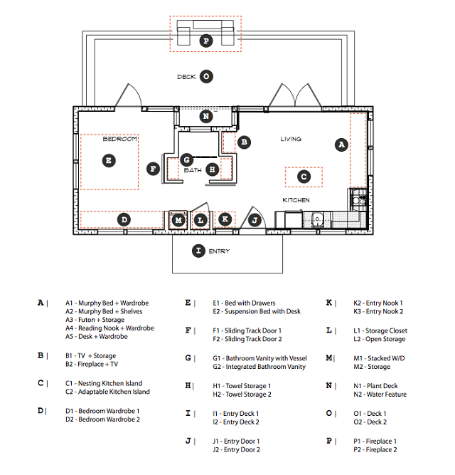 The Waterhaus, a tiny sustainable prefab designed for a healthy indoor environment. It has one bedroom in 450 sq ft. | www.facebook.com/SmallHouseBliss