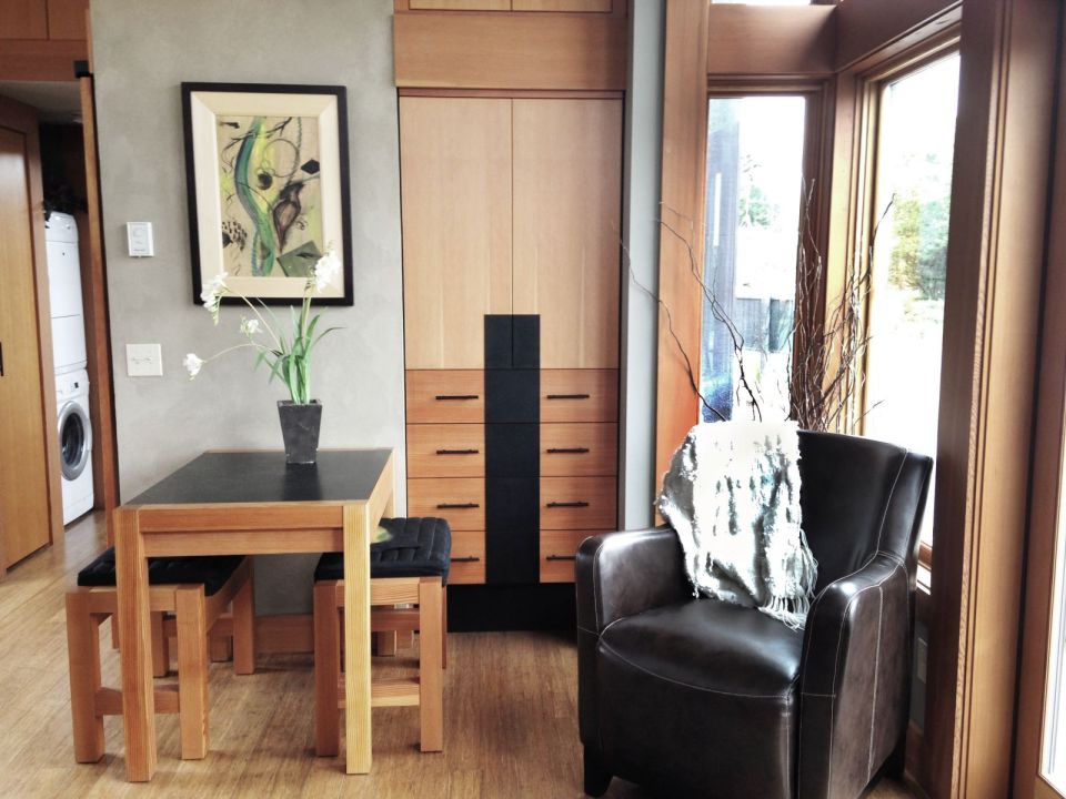 The Waterhaus, a tiny sustainable prefab designed for a healthy indoor environment. It has one bedroom in 450 sq ft. | www.facebook.com/SmallHouseBliss