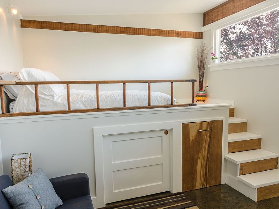 Tiny studio dwelling with approximately 250 sq ft of living space. | www.facebook.com/SmallHouseBliss