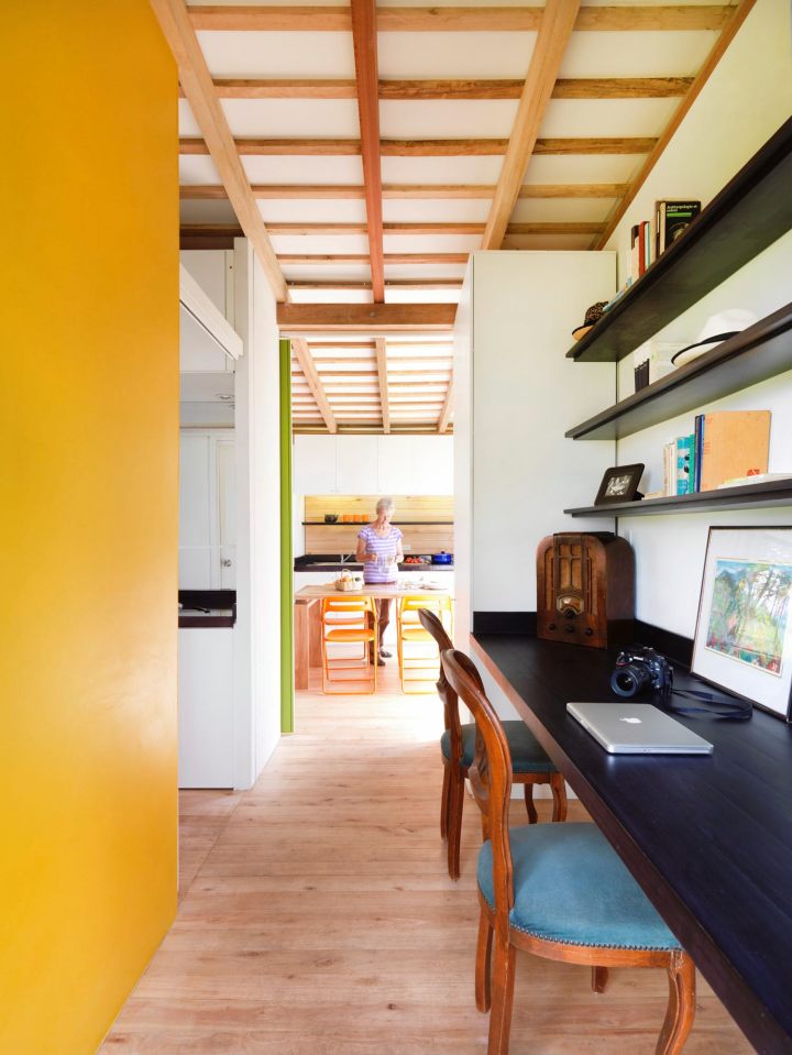 A small house in Ecuador built with sustainable materials and a green roof. It has one bedroom in 524 sq ft. | www.facebook.com/SmallHouseBliss