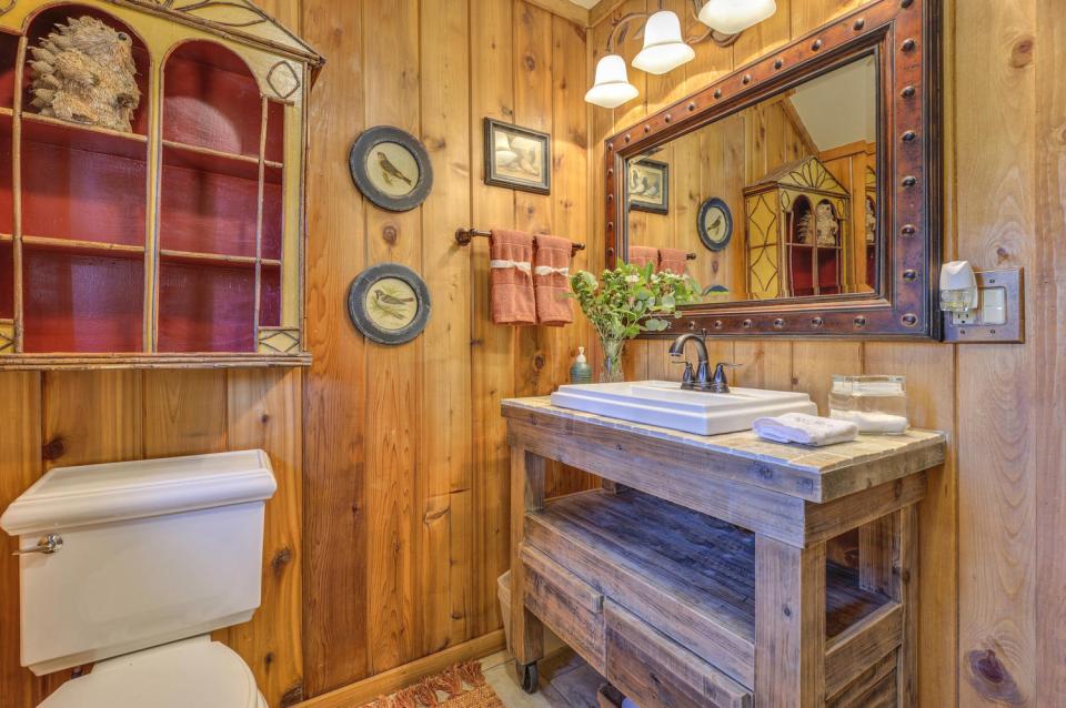 Built in the 1920s, Wildflower Cabin is loaded with vintage charm. It has one bedroom and a loft in 600 sq ft. | www.facebook.com/SmallHouseBliss