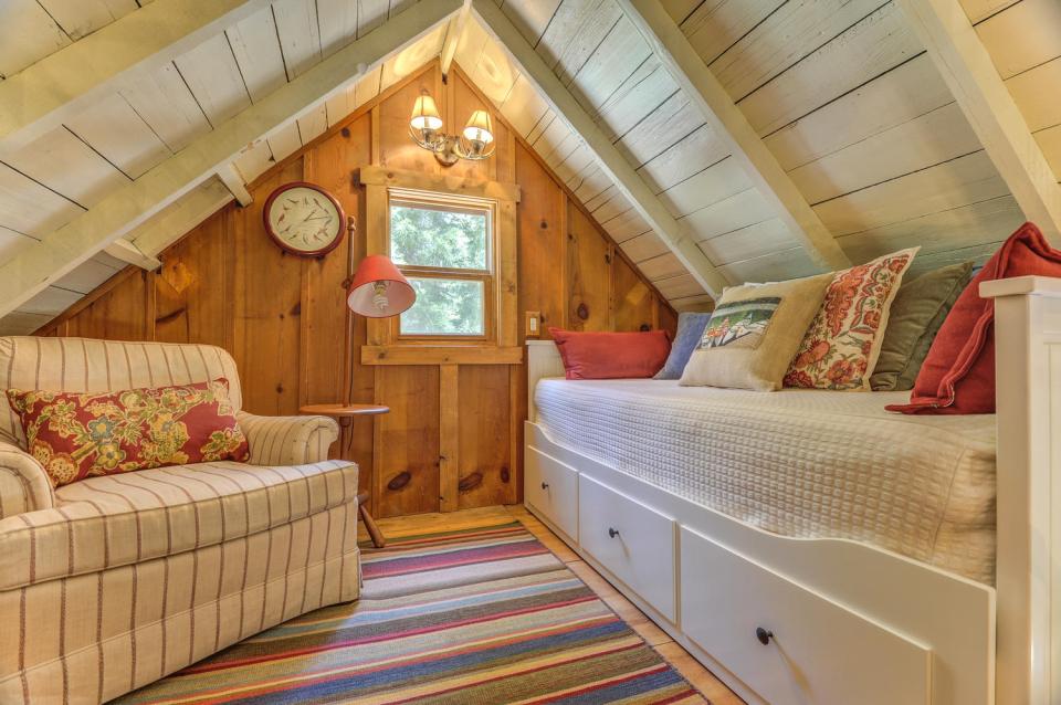 Built in the 1920s, Wildflower Cabin is loaded with vintage charm. It has one bedroom and a loft in 600 sq ft. | www.facebook.com/SmallHouseBliss