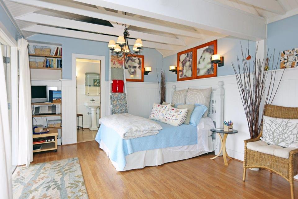 This breezy beach cottage was renovated from an old-timer fishing cabin. It has a 336 sq ft studio floor plan. | www.facebook.com/SmallHouseBliss