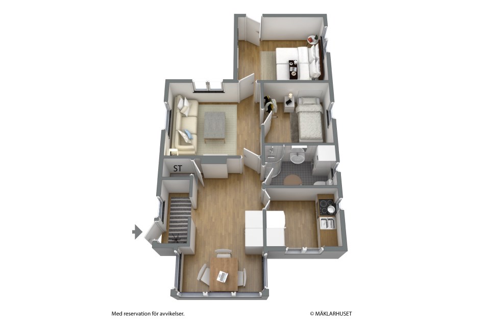 This cozy 1930 cottage is located in a small town on Sweden's coast. It has two bedrooms in 506 sq ft. | www.facebook.com/SmallHouseBliss