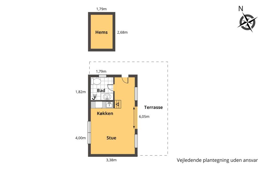 This Scandinavian Modern tiny house in Denmark has a 258 sq ft studio floor plan with sleeping loft. | www.facebook.com/SmallHouseBliss