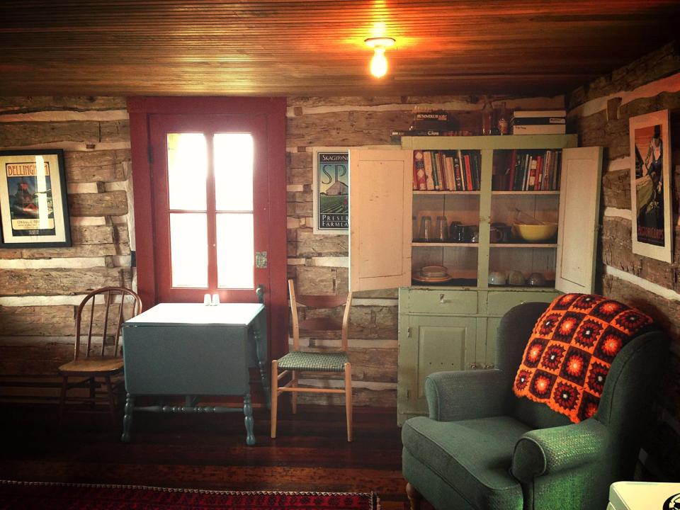 Trout River Log Cabin is over 150 years old. Originally a school, it has twice been disassembled, moved and put back together. | www.facebook.com/SmallHouseBliss