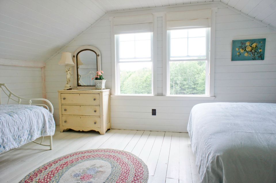 A 100-year-old barn converted into a small house with one bedroom in 650 sq ft. | www.facebook.com/SmallHouseBliss