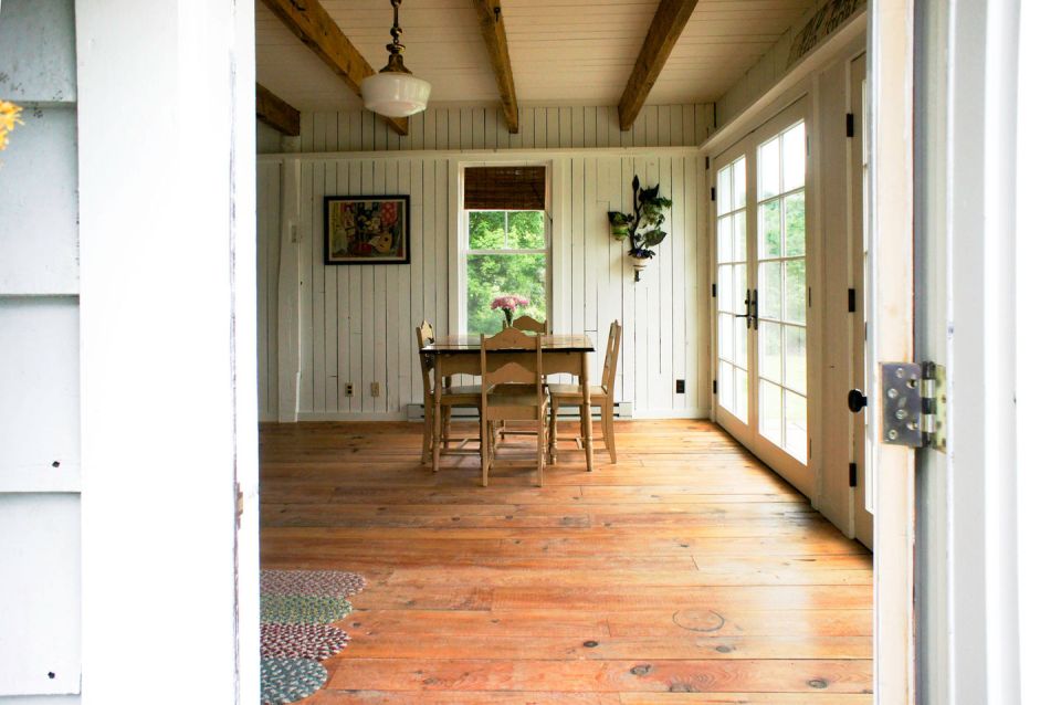 A 100-year-old barn converted into a small house with one bedroom in 650 sq ft. | www.facebook.com/SmallHouseBliss