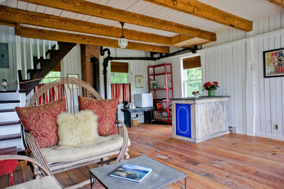 A 100-year-old barn converted into a small house with one bedroom in 650 sq ft. | www.facebook.com/SmallHouseBliss