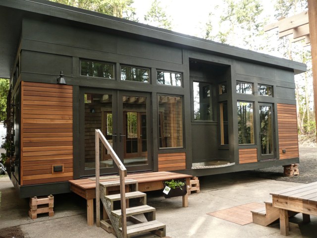 The Waterhaus, a tiny sustainable prefab designed for a healthy indoor environment. It has one bedroom in 450 sq ft. | www.facebook.com/SmallHouseBliss