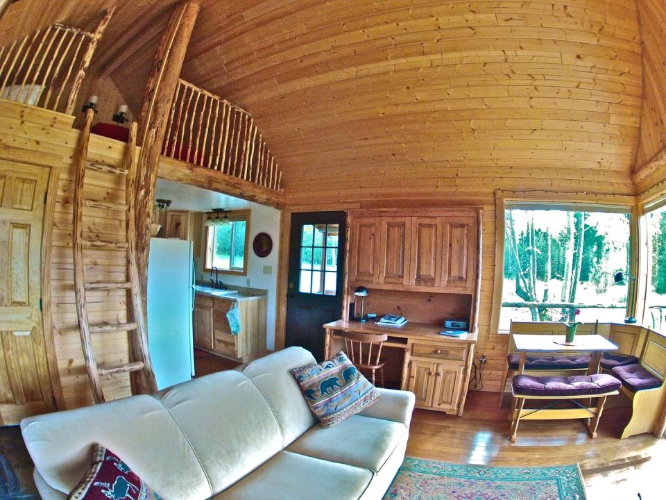 The Pond Cottage, a small cabin tucked into a secluded forest meadow. Inside it has 400 sq ft on the main floor plus a loft bedroom. | www.facebook.com/SmallHouseBliss