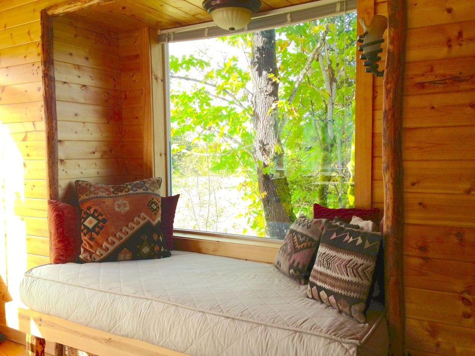 The Pond Cottage, a small cabin tucked into a secluded forest meadow. Inside it has 400 sq ft on the main floor plus a loft bedroom. | www.facebook.com/SmallHouseBliss