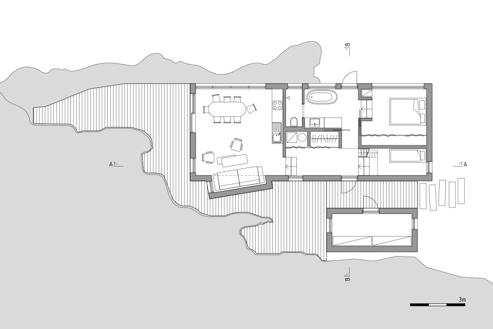 This modern wood cabin sits on the rugged coast of Norway. It has a bedroom, a sleeping nook and a loft, all in a footprint of just 645 sq ft. | www.facebook.com/SmallHouseBliss