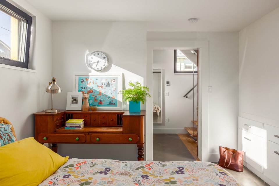 The owner's personality shines through in this Vancouver laneway house. It has one bedroom and an office loft in 760 sq ft. | www.facebook.com/SmallHouseBliss