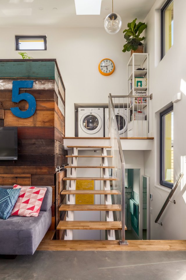 The owner's personality shines through in this Vancouver laneway house. It has one bedroom and an office loft in 760 sq ft. | www.facebook.com/SmallHouseBliss