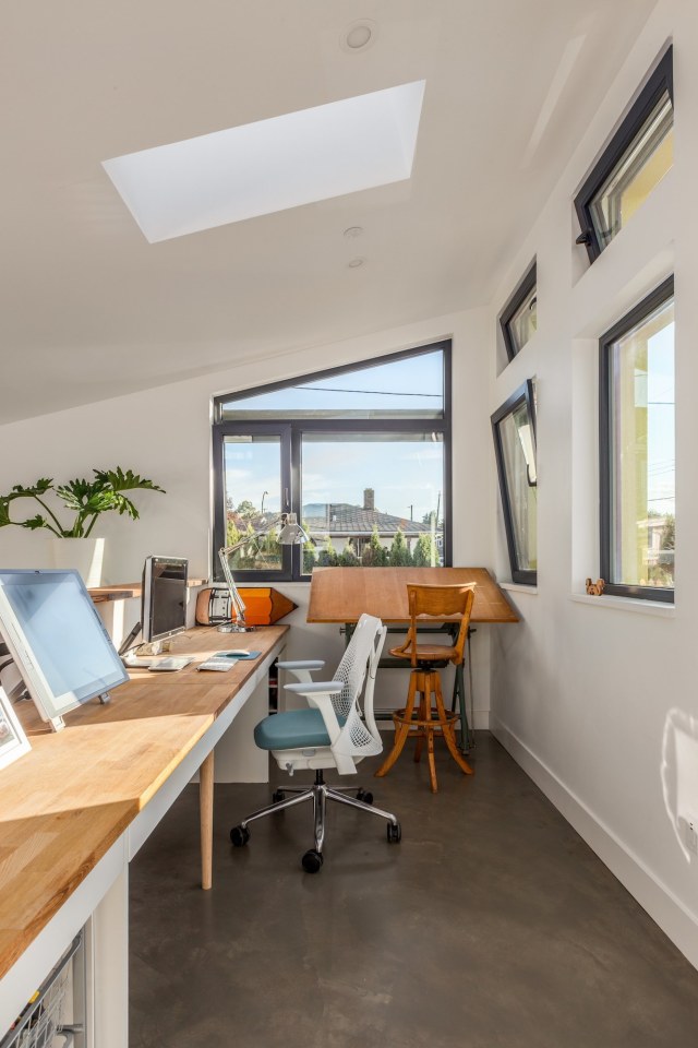 The owner's personality shines through in this Vancouver laneway house. It has one bedroom and an office loft in 760 sq ft. | www.facebook.com/SmallHouseBliss